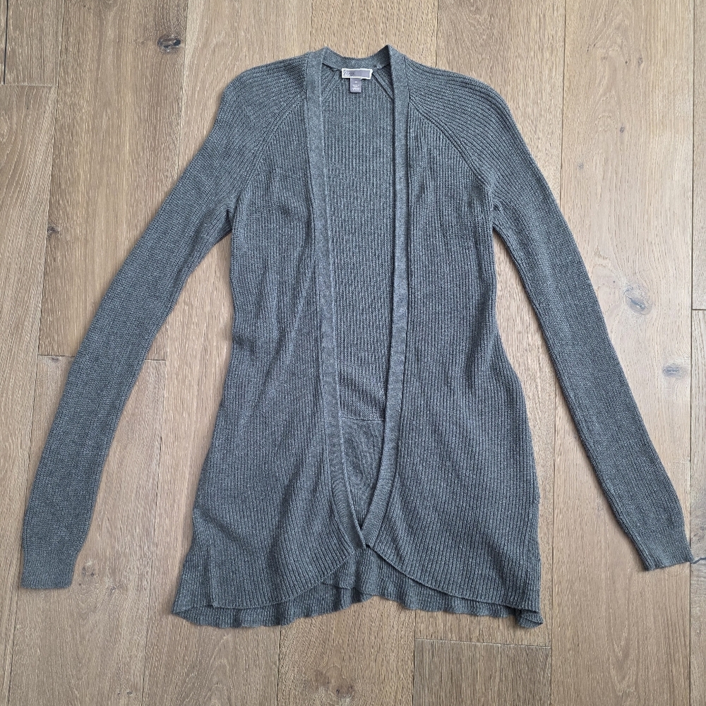 Chelsea28 Gray Ruffle Cardigan - Picture 3 of 8